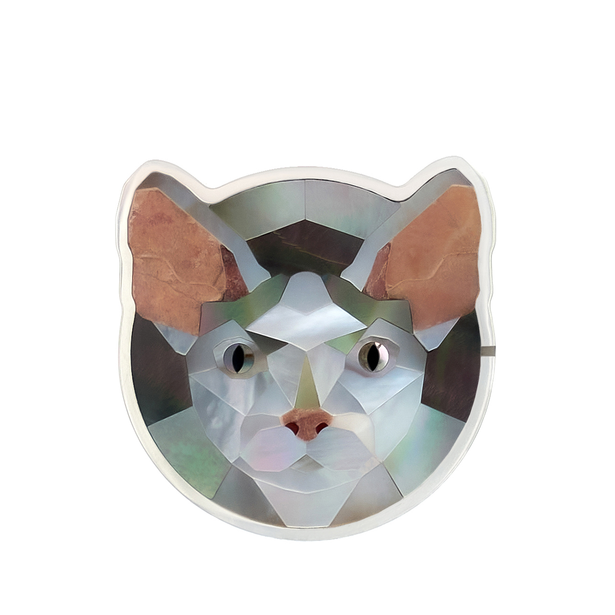 Бегунок "Кошка" Мозайка из натуральных камней для бесконтактной оплаты