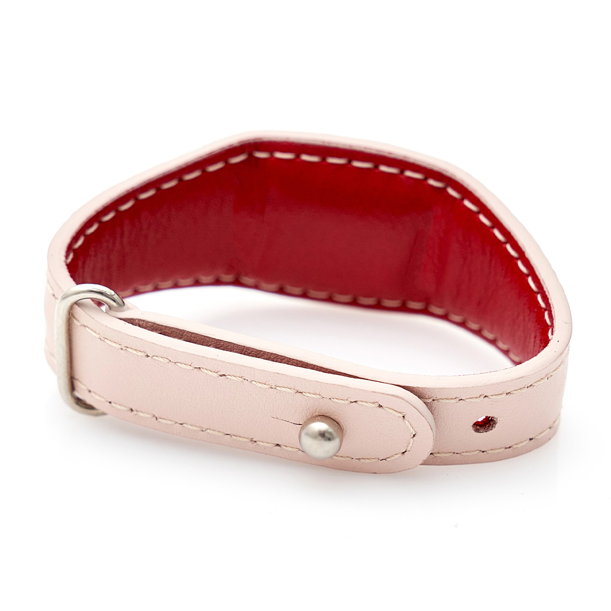 Двусторонний кожаный браслет светло-розовый/красный для бесконтактной оплаты