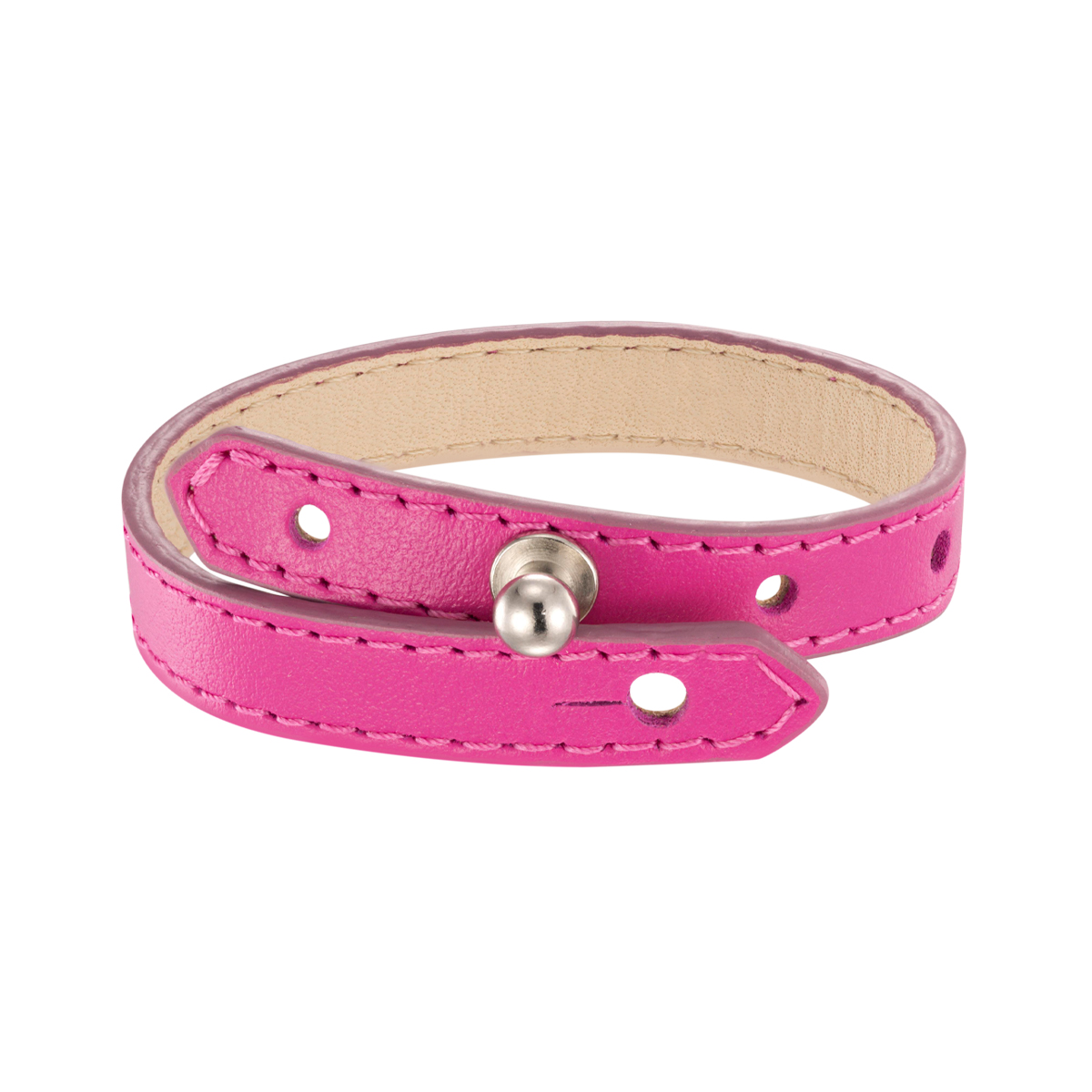 Ярко-розовый кожаный браслет.Ширина 10 мм