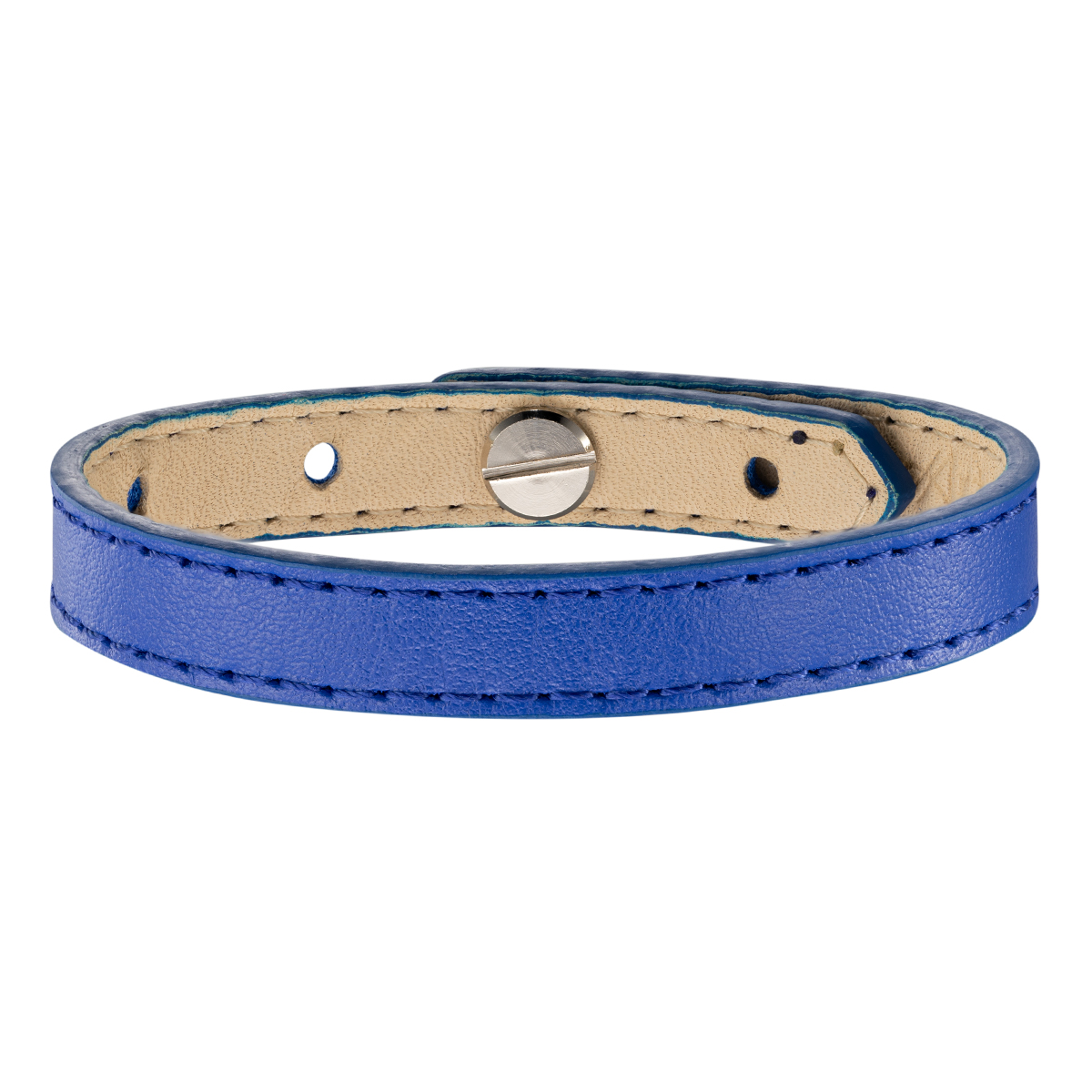 Ярко-синий кожаный браслет.Ширина 10 мм