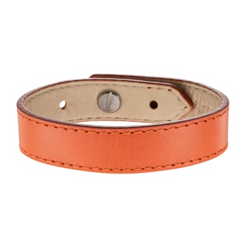 Оранжевый кожаный браслет.Ширина 15 мм