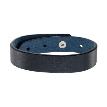 Темно-синий кожаный браслет.Ширина 15 мм