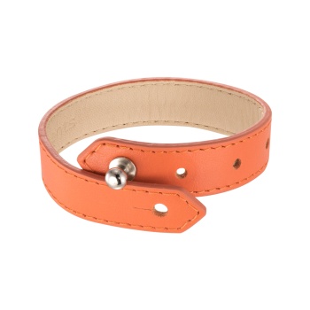Оранжевый кожаный браслет.Ширина 15 мм